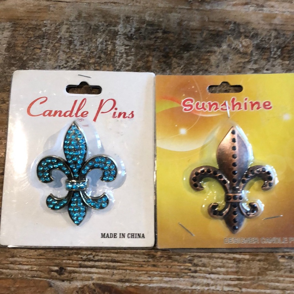 Fleur de lis Candle Pins NIB set/2